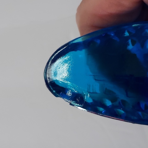 Cat Head Hobnail Glass Shoe,Blue Fenton?5.5inLx2.5in.Hx1.5in.W,Chip on Shoe,GUC - Picture 8 of 8